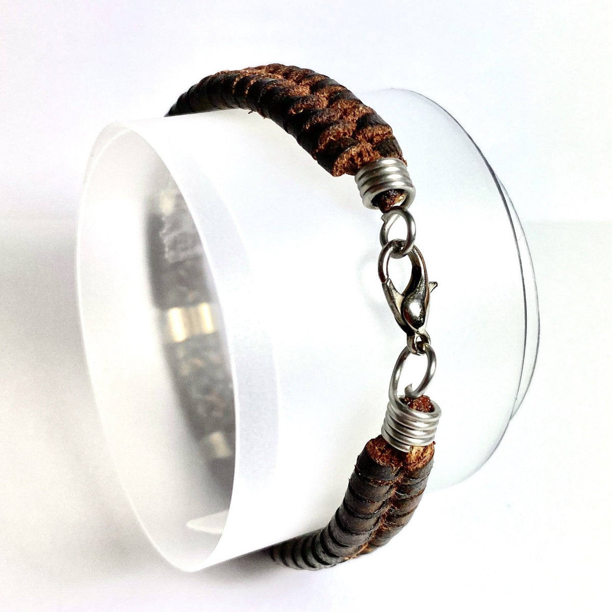 Sterling Silver Braided Leather Bracelet