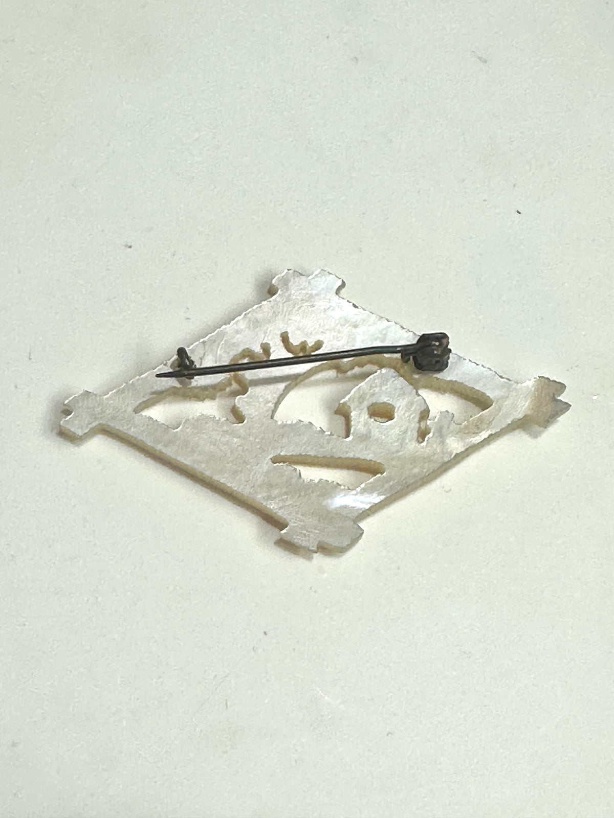 Vintage Mother of Pearl Willow Scene Brooch