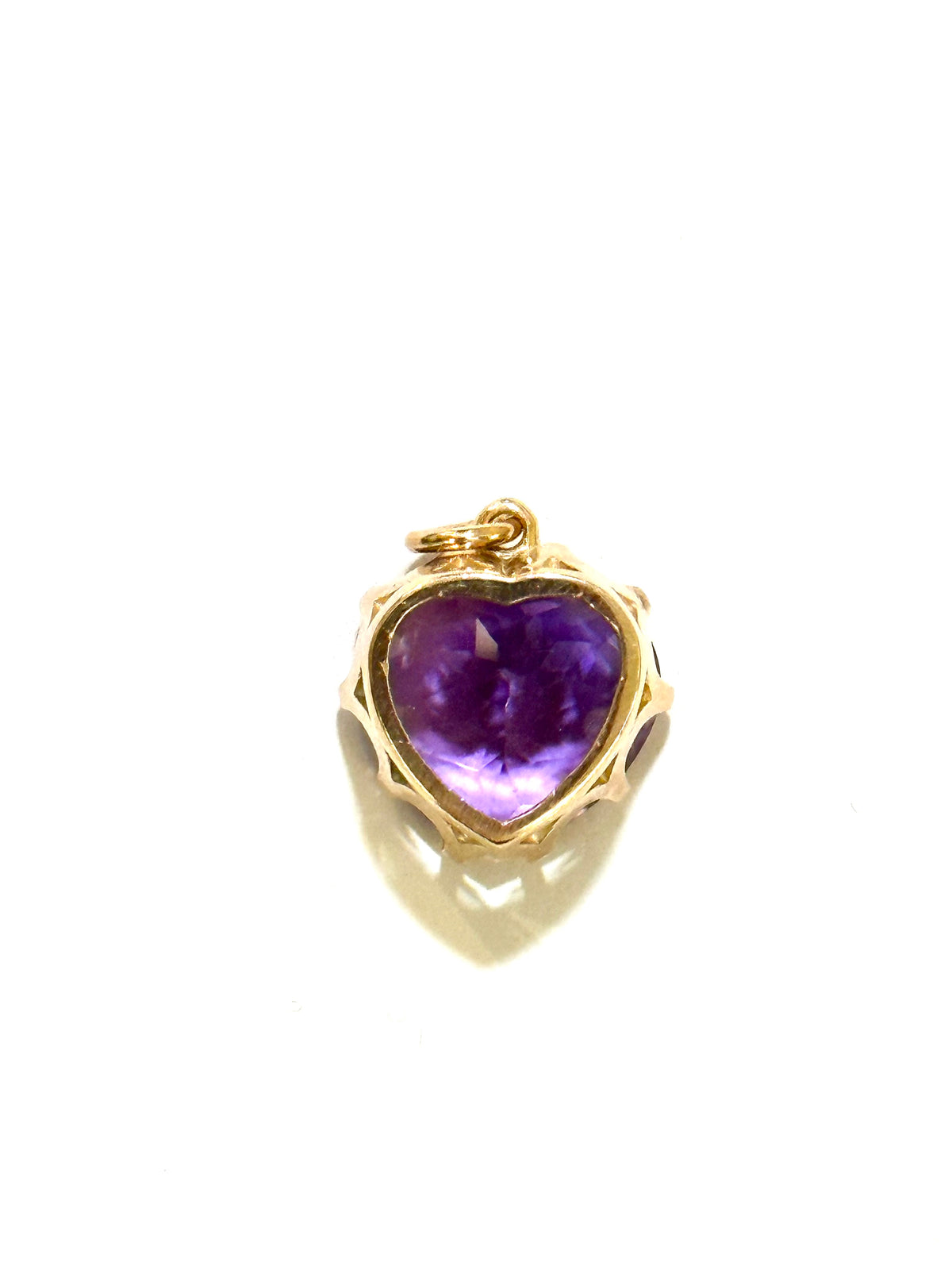 9ct Yellow Gold Heart Shaped Amethyst Pendant
