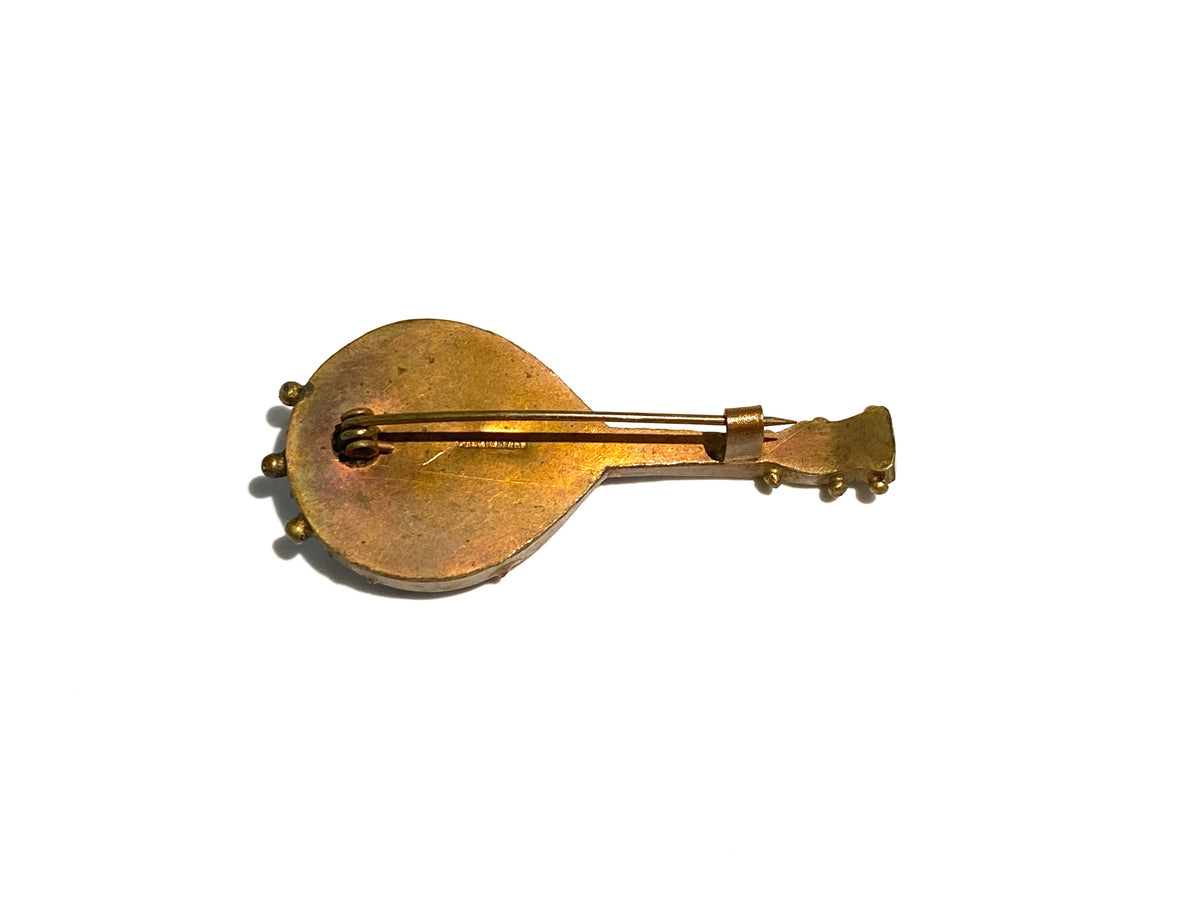 Micro Mosaic Mandolin Brooch