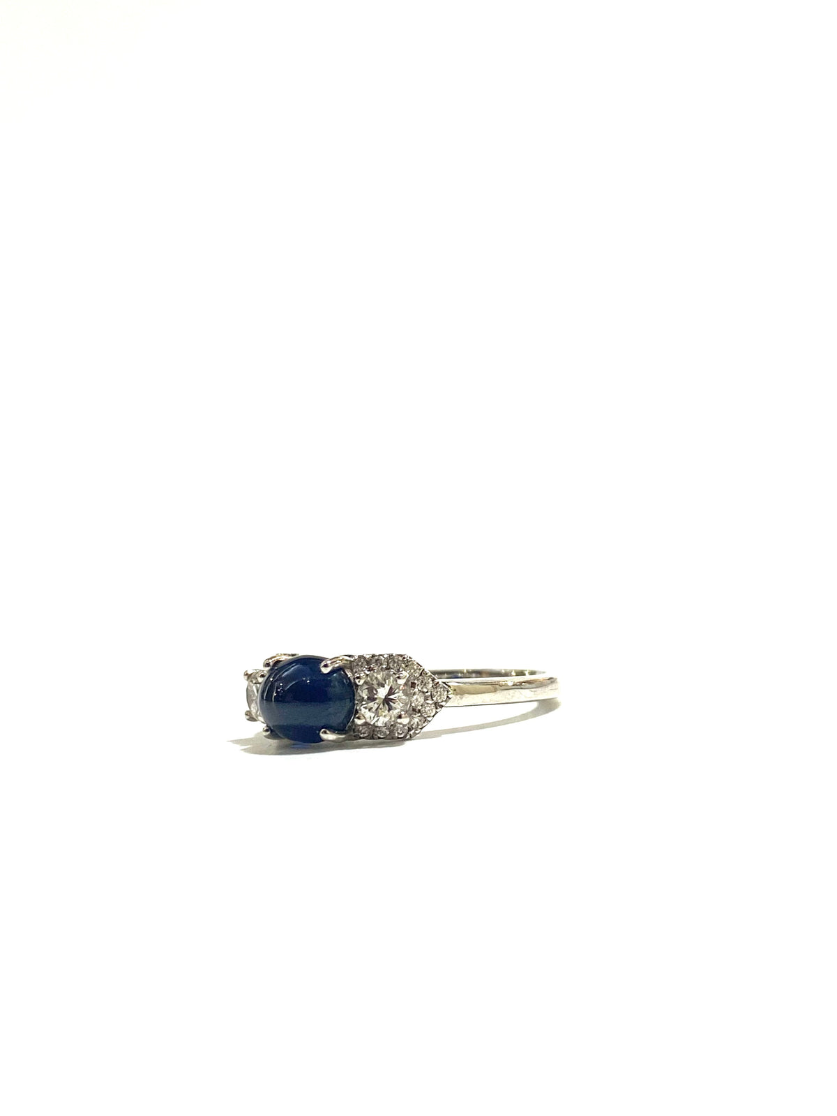 9ct Gold 1ct Sapphire Cabochon and Diamond Ring
