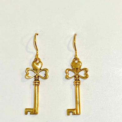 Brass Key Hook Drop Earrings