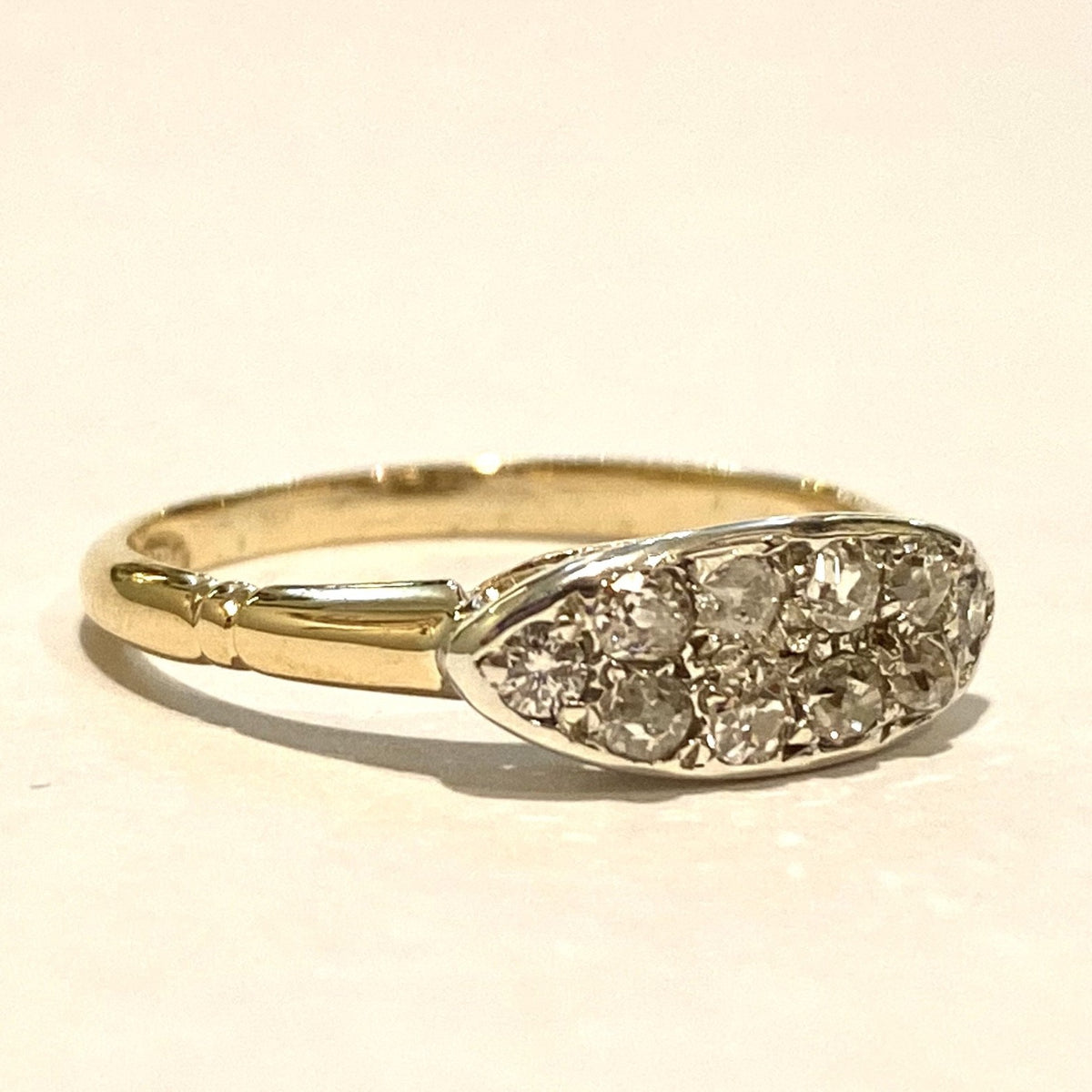 Antique 18ct Yellow Gold Double Row Diamond Bridge Ring