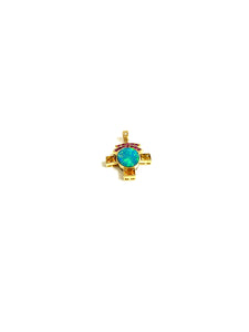 18ct Gold Opal, Sapphire and Ruby Pendant