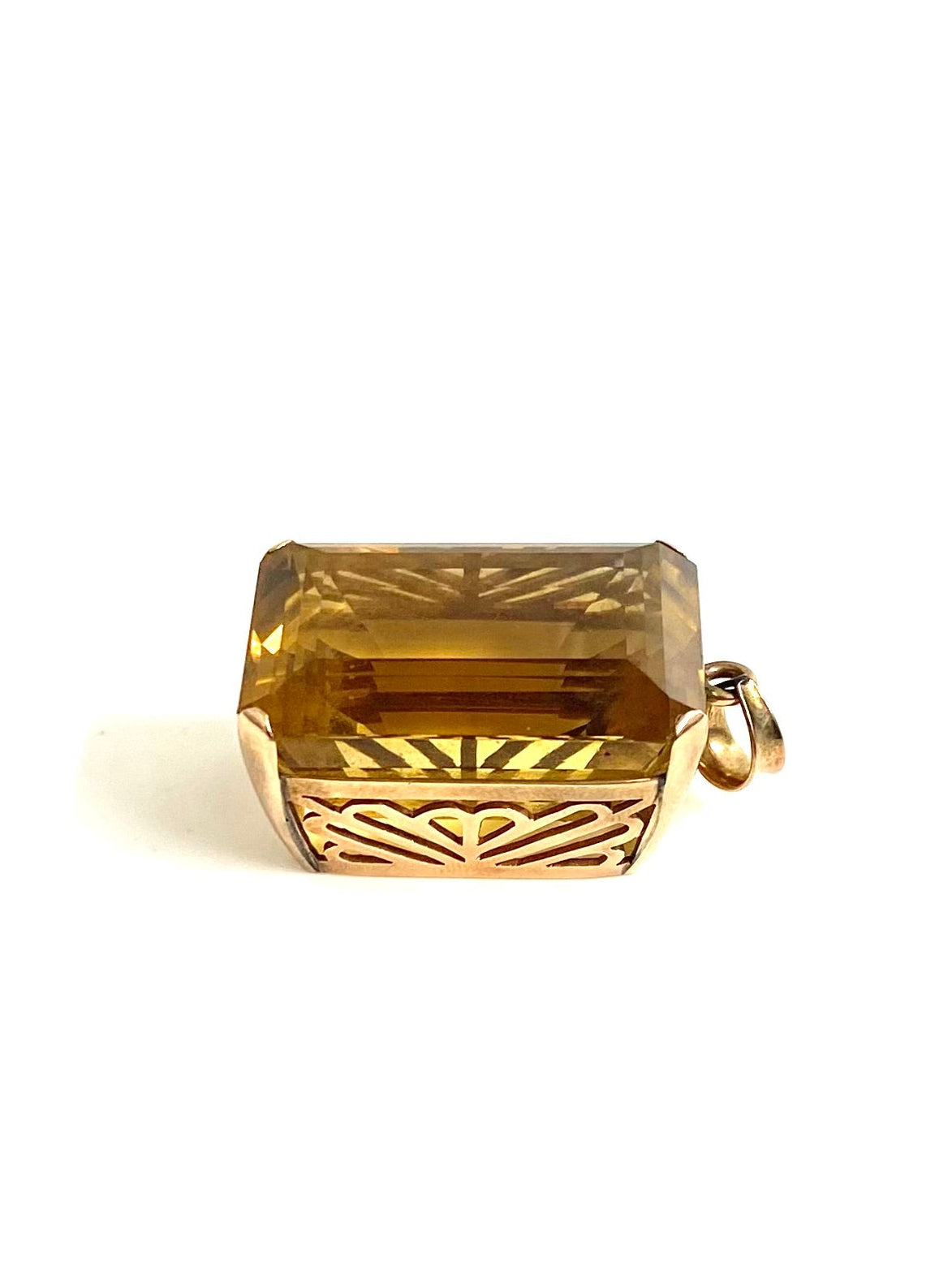 9ct Gold Rectangle Citrine Pendant