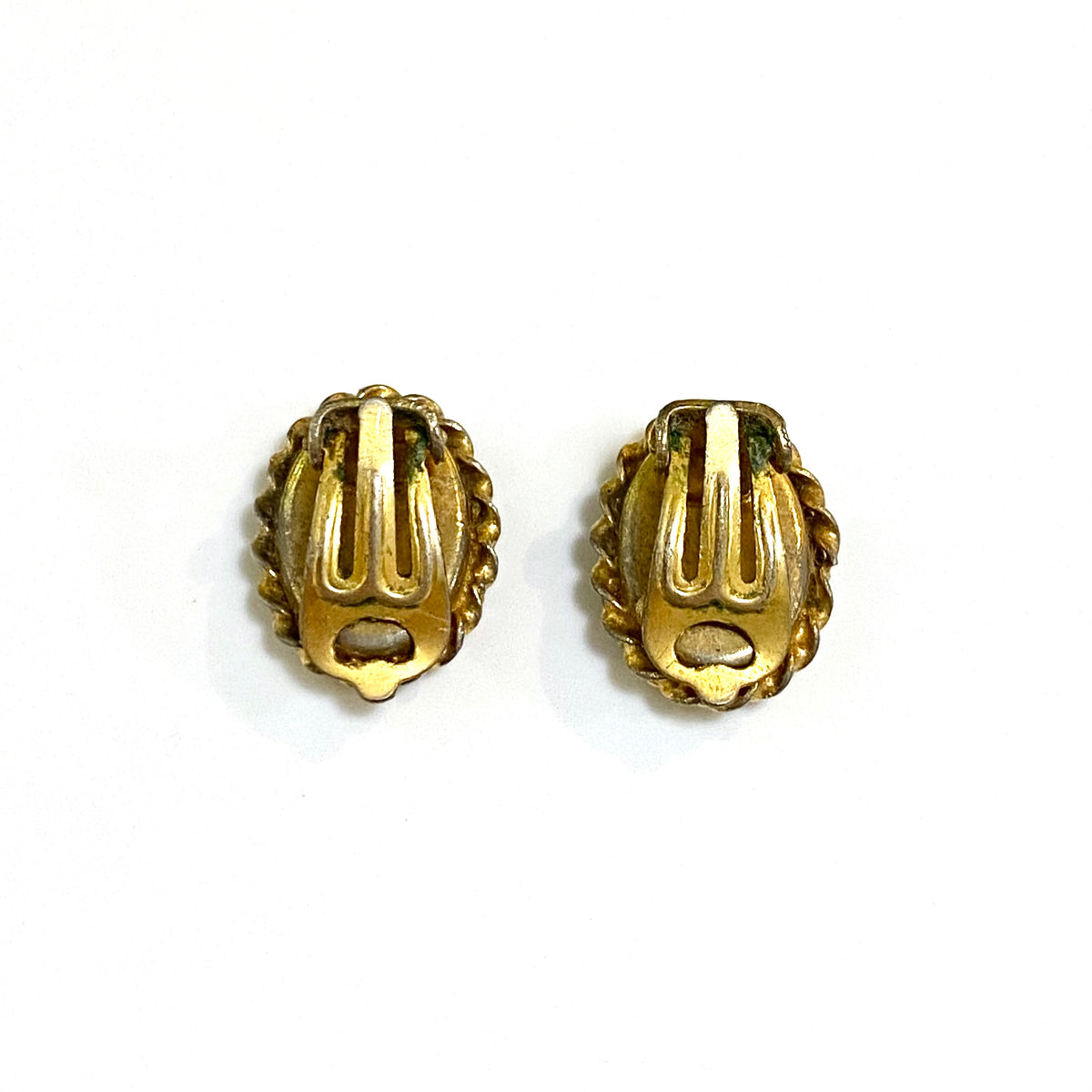 Green Floral Micro Mosaic Clip On Earrings