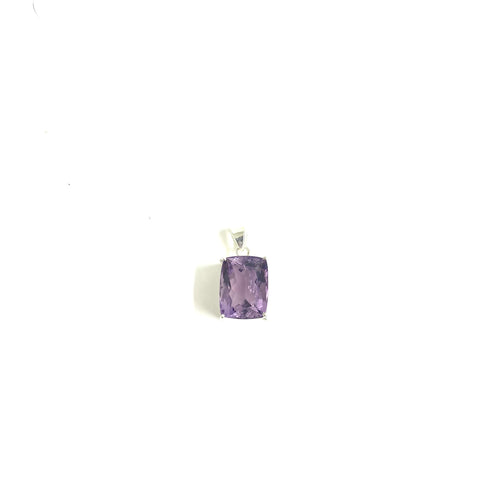 Sterling Silver Square Amethyst Pendant