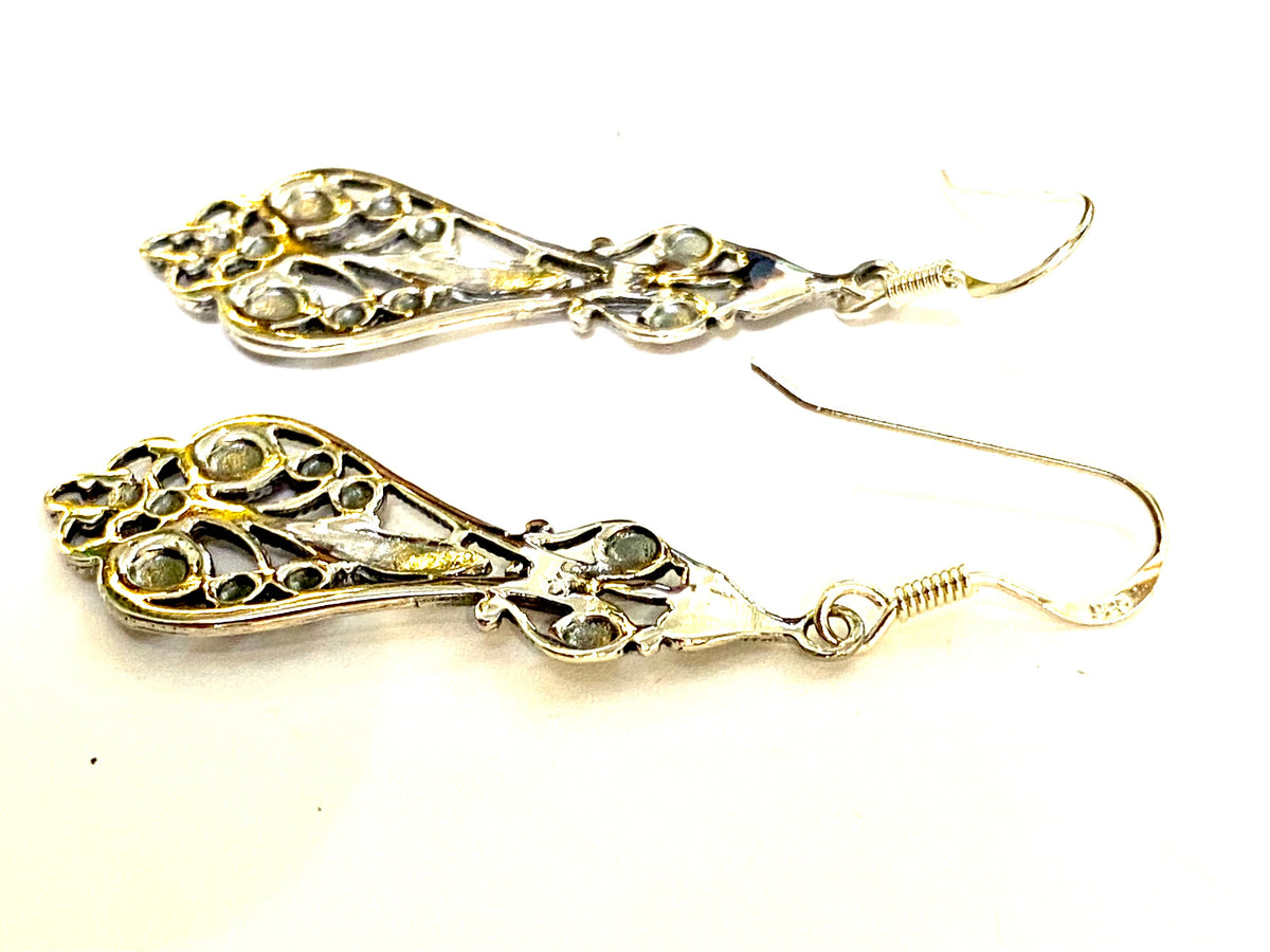 Sterling Silver Fillagree Dangle Earrings