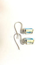 Blue Rectangular Cushion Topaz Silver Dangle Earrings
