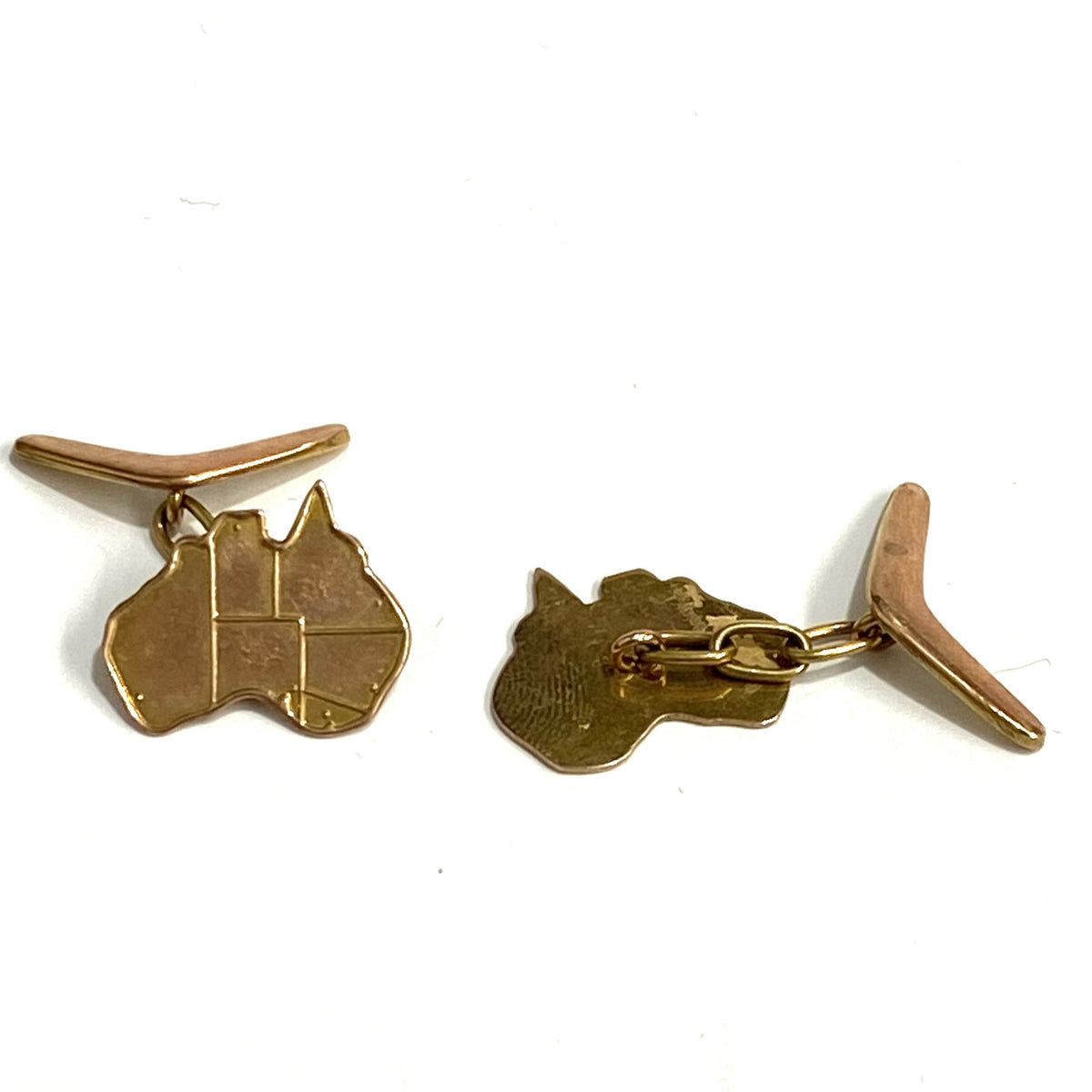 Vintage 9ct Rose Gold Australia Continent Cufflinks
