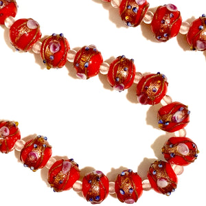 Red and Pink Italian Wedding Cake Beaded Necklace
