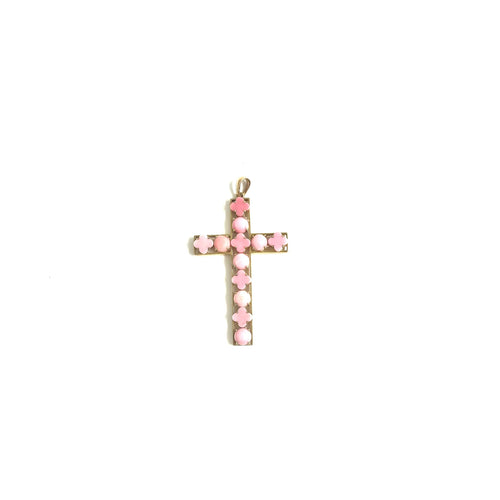 9ct Gold Angel Skin Coral Cross Pendant