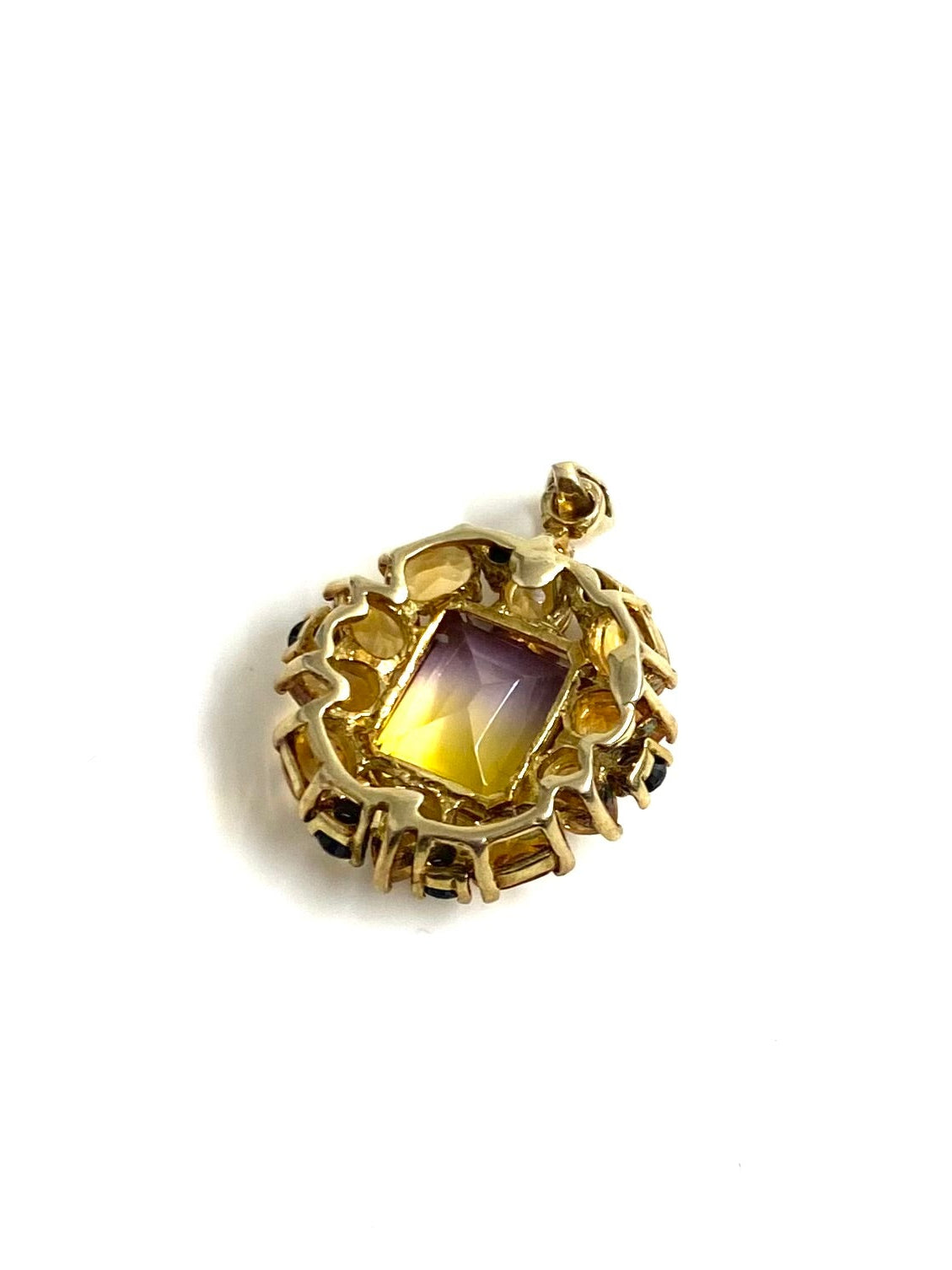 Sterling Silver Gold Plated Ametrine, Citrine and Black Spinel Pendant
