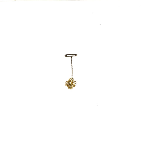 9ct Gold Floral Pearl Pin