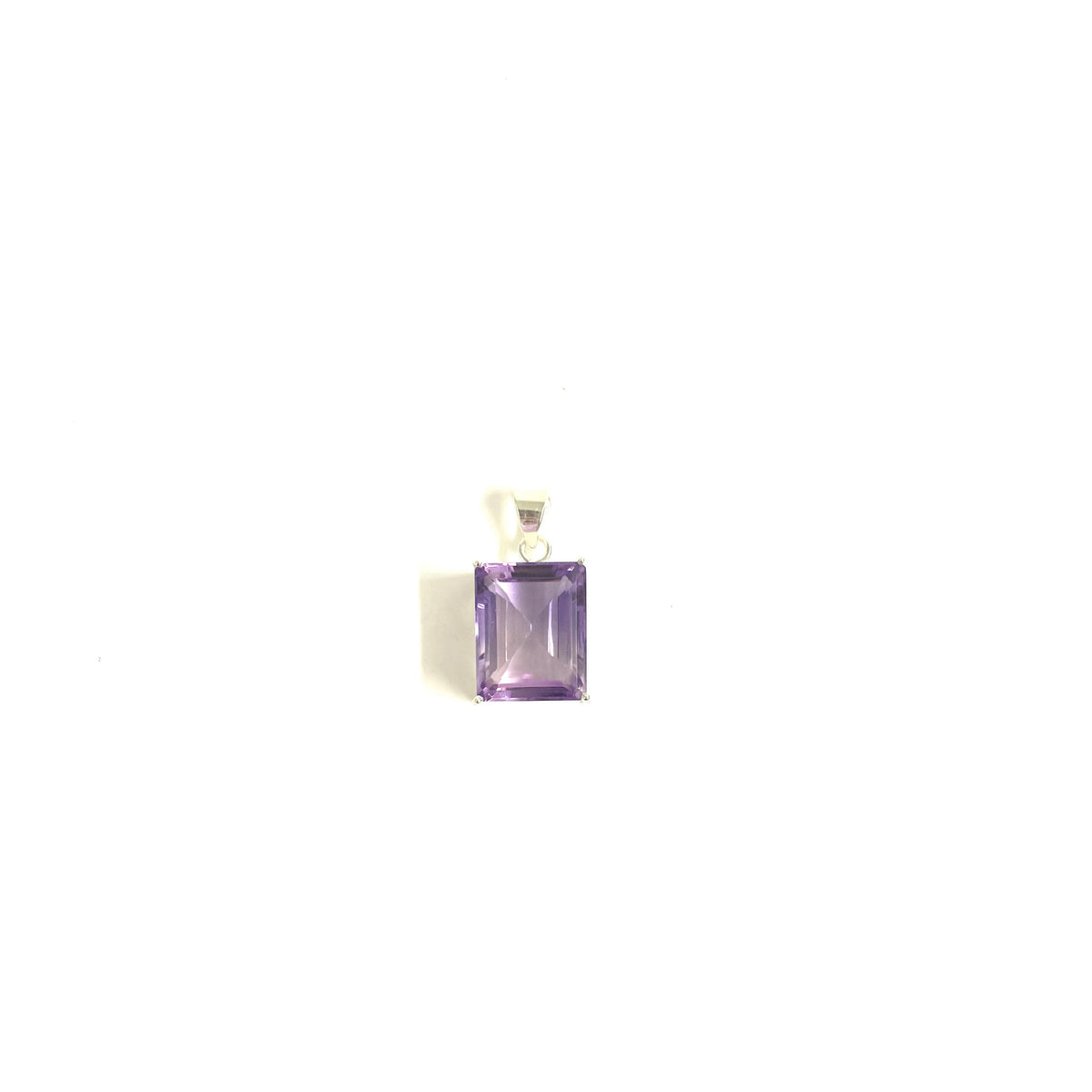 Sterling Silver Amethyst Rectangular Pendant