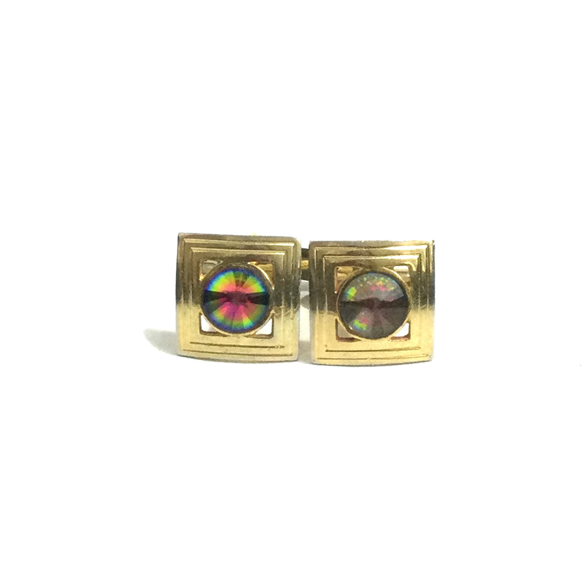 Vintage Gold Plate Harlequin Crystal Cufflinks