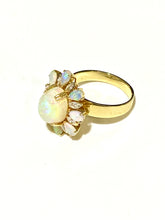 14ct Yellow Gold 5ct Cabochon White Opal and Diamond Ring