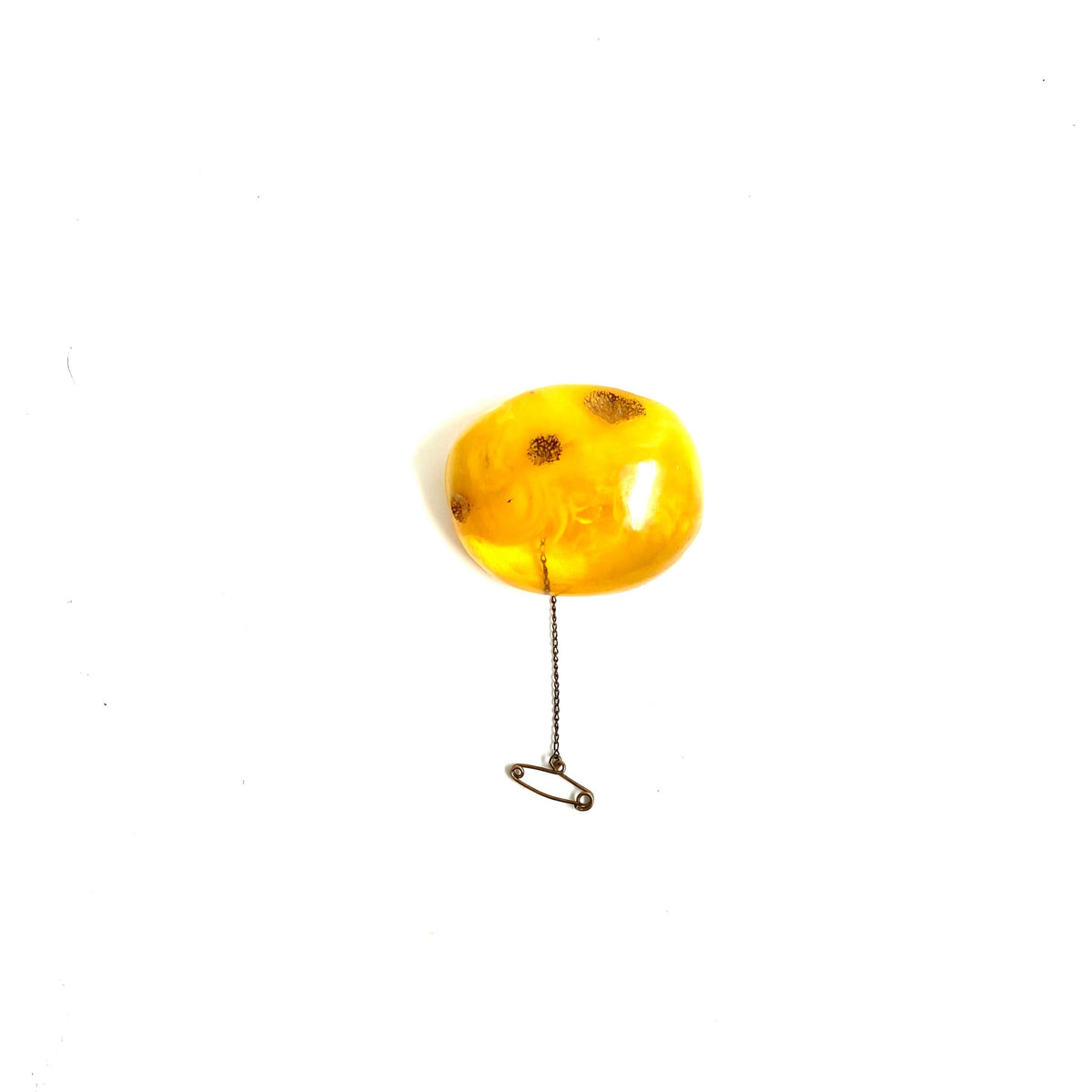 Butterscotch Amber Brooch with 9ct Gold Back