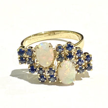 Vintage Solid White Opal and Sapphire Cocktail Ring