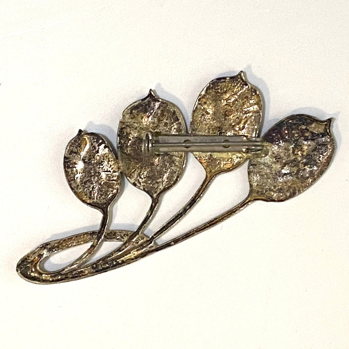 Vintage Sterling Silver Blue Enamel Brooch