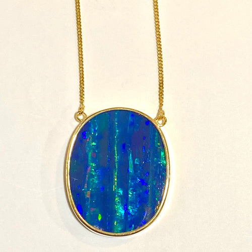 AUSTRALIAN Black Boulder Opal Oval Pendant