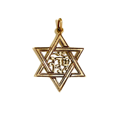 14ct Yellow Gold Star of David Pendant