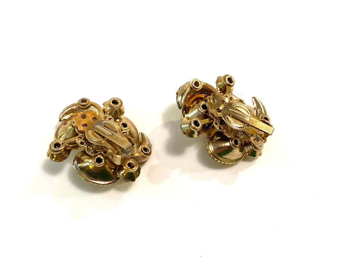 Yellow Lava Glass Vintage Clip On Earrings