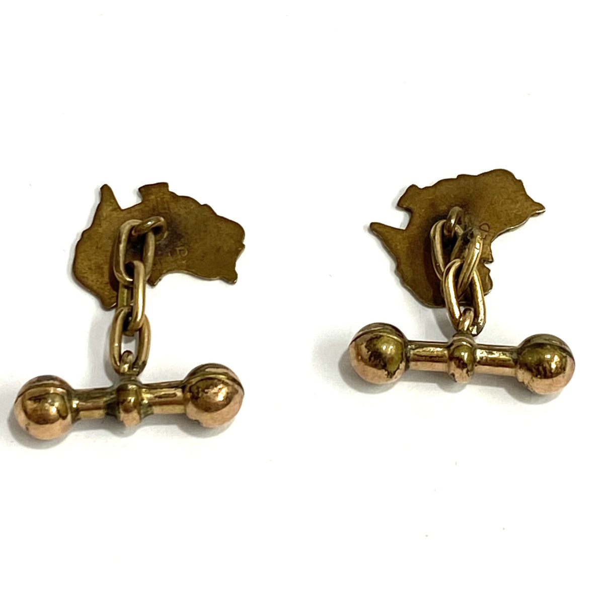 Vintage 9ct Rolled Yellow Gold Australian States Cufflinks