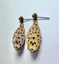 Antique Brass Scarab Stud Drop Earrings