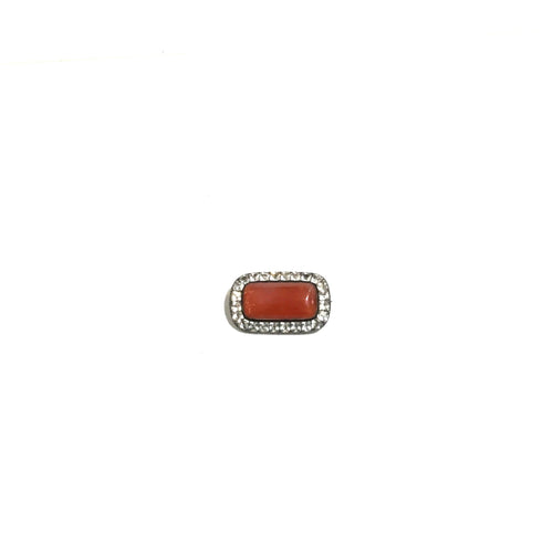 Carnelian and Crystal Rectangular Brooch