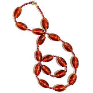 Venetian Glass and Garnet Beaded Necklace