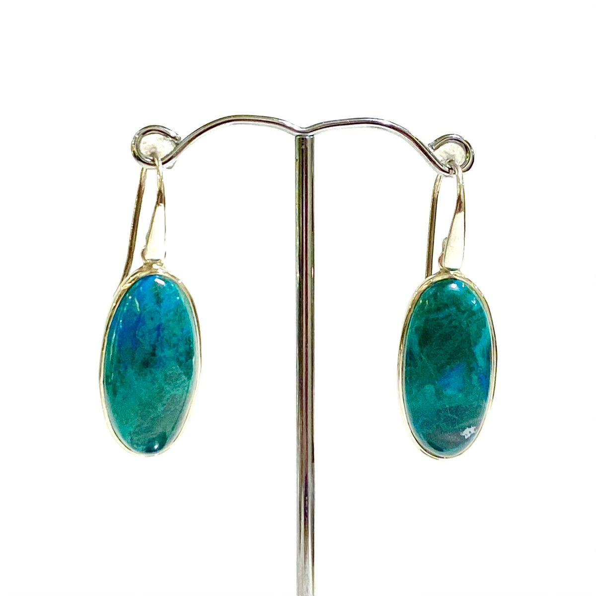Sterling Silver Chrysocolla Drop Earrings