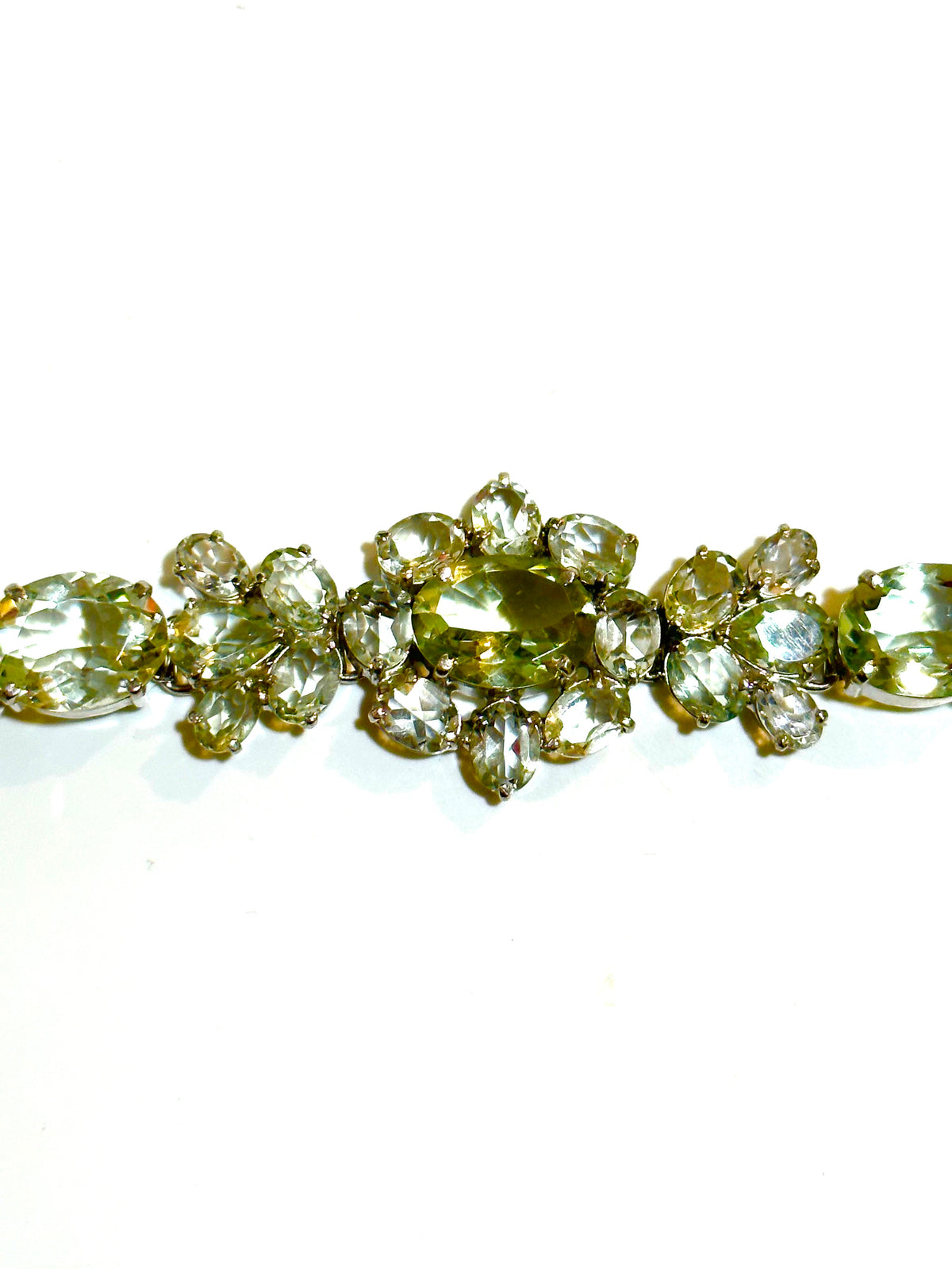 Sterling Silver Green Citrine Cluster Bracelet