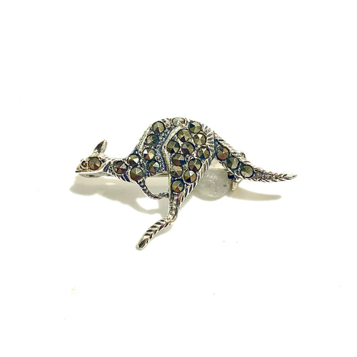 Sterling Silver Marcasite Kangaroo Brooch