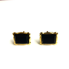 Black Rectangular Framed Golden Cufflinks