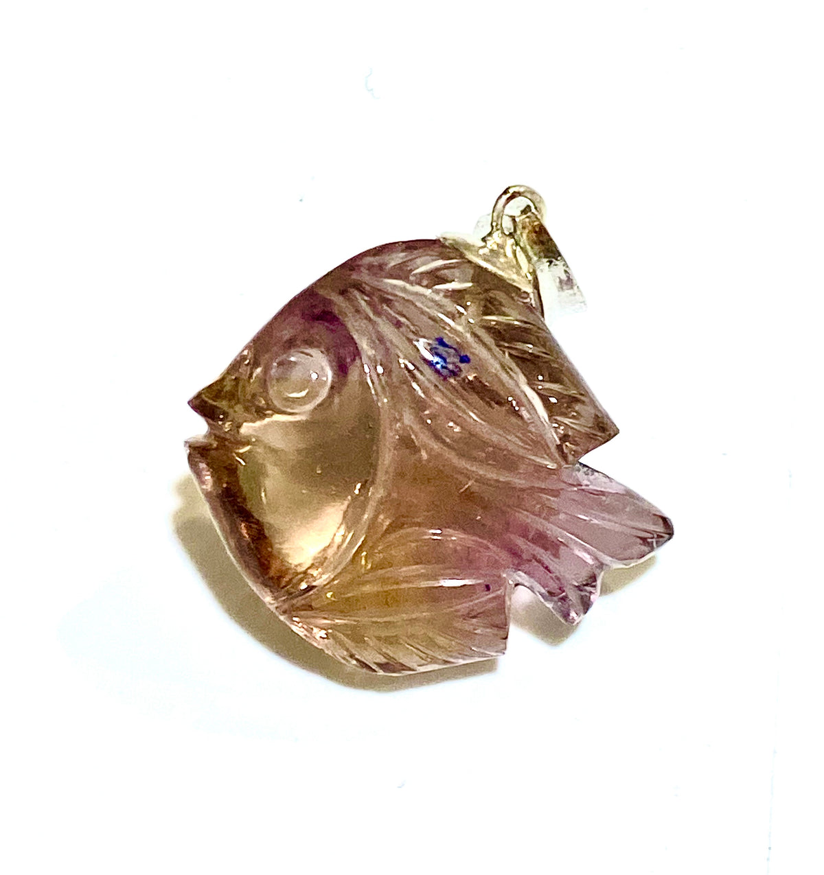 Hand-carved Amethyst Fish Pendant