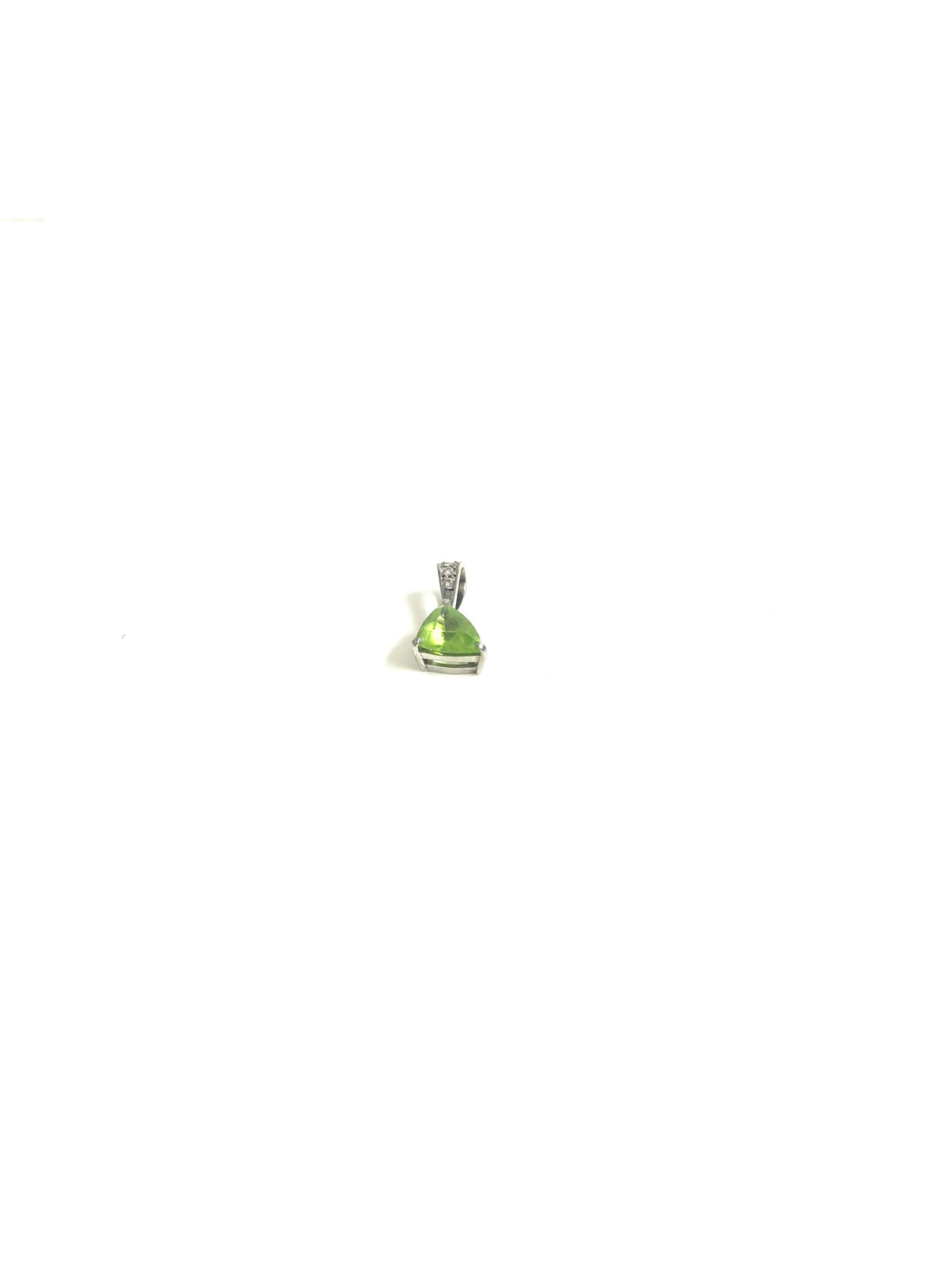 Triangle Peridot and Diamond 9ct White Gold Pendant