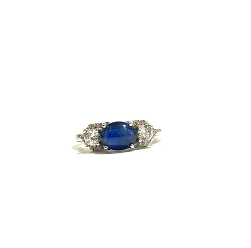 9ct Gold 1ct Sapphire Cabochon and Diamond Ring