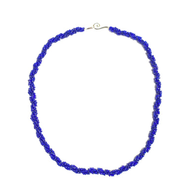 Cobalt Blue Gloss Bead Twisted Necklace