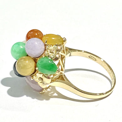 Vintage Assorted Jadeite Cluster Cocktail Ring