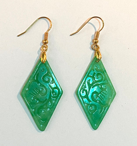 Carved Jadeite Drop Earrings