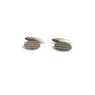 Classic Edwardian Oval Engine Turned Sterling Silver Cufflinks