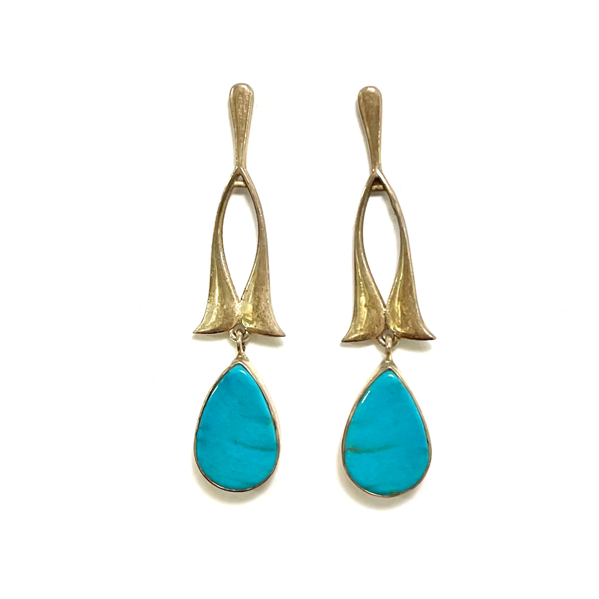 Sterling Silver Turquoise Long Stud Drop Earrings