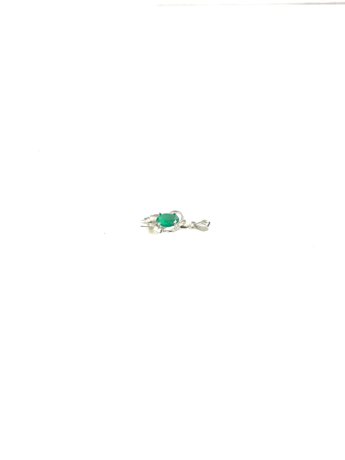 Sterling Silver Gold Plate Emerald Pendant