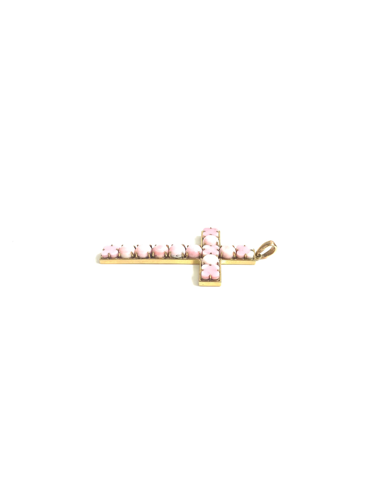 9ct Gold Angel Skin Coral Cross Pendant