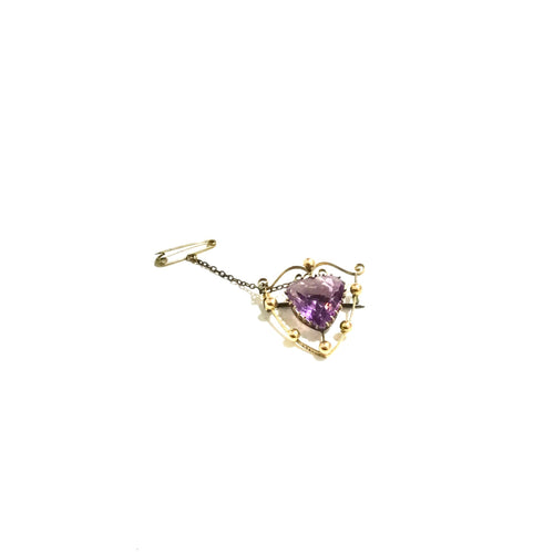 Antique 9ct Gold Amethyst Brooch