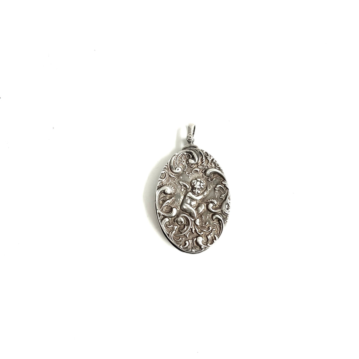 Sterling Silver Heavy French Cherub Locket