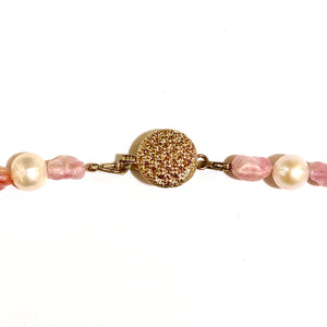 Pink Murano Glass and Pearl Beaded Necklace