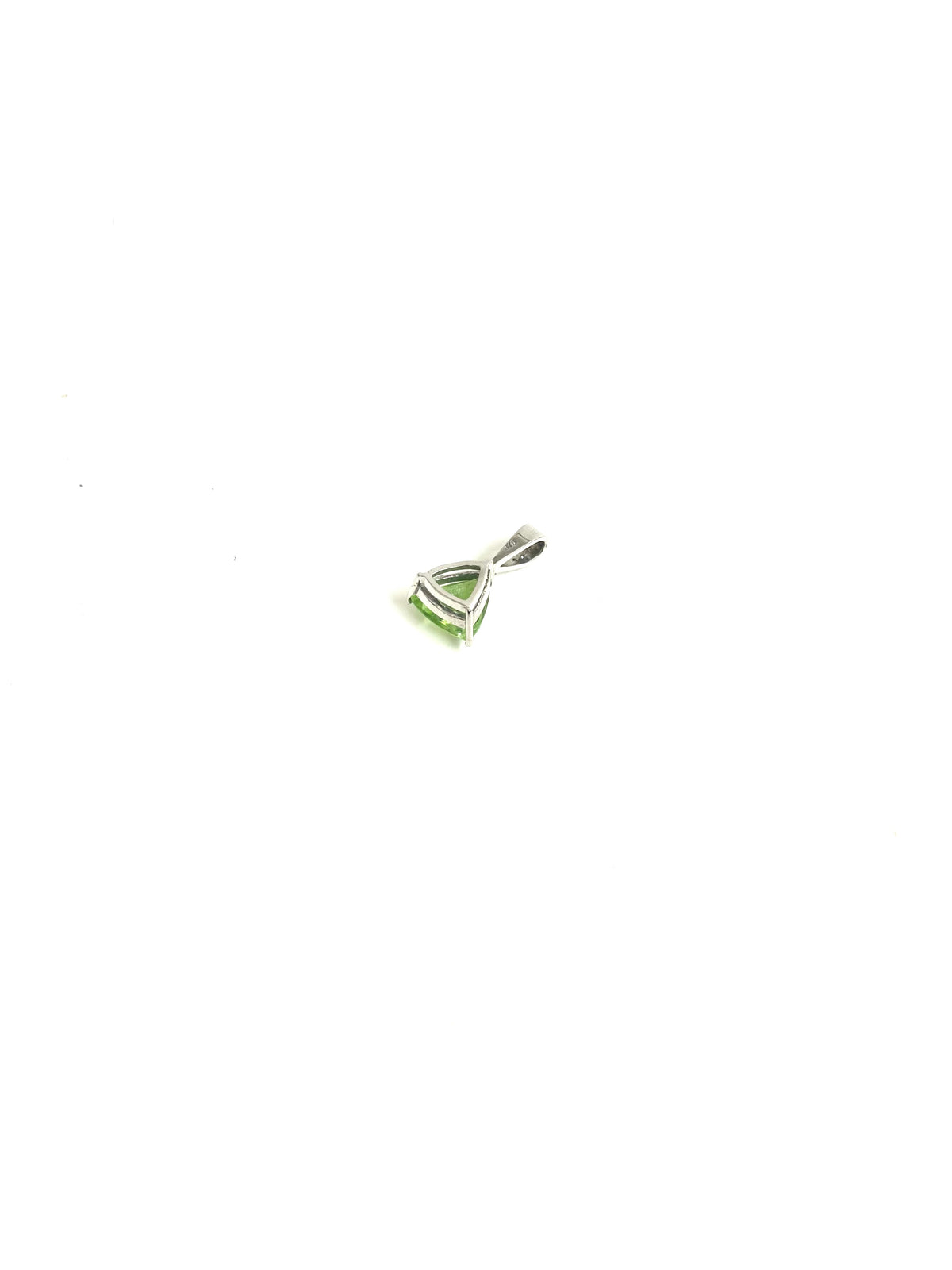 9ct White Gold Peridot and Diamond Triangle Pendant