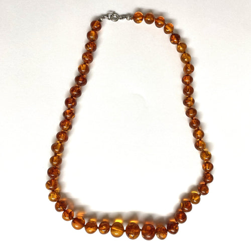 Vintage Honey Amber Graduated Beaded Necklace